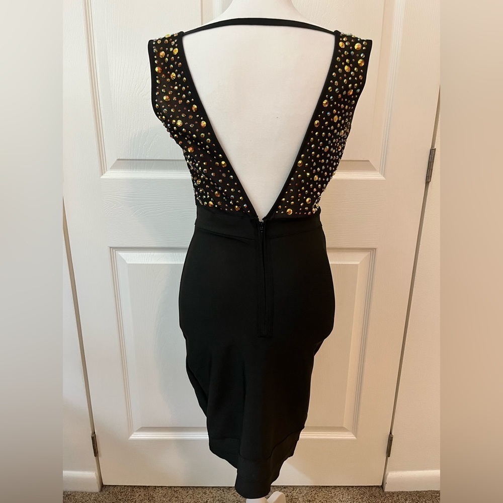 Wow Couture Gold Label Rhinestone Bandage Dress Size S - Picture 3 of 6
